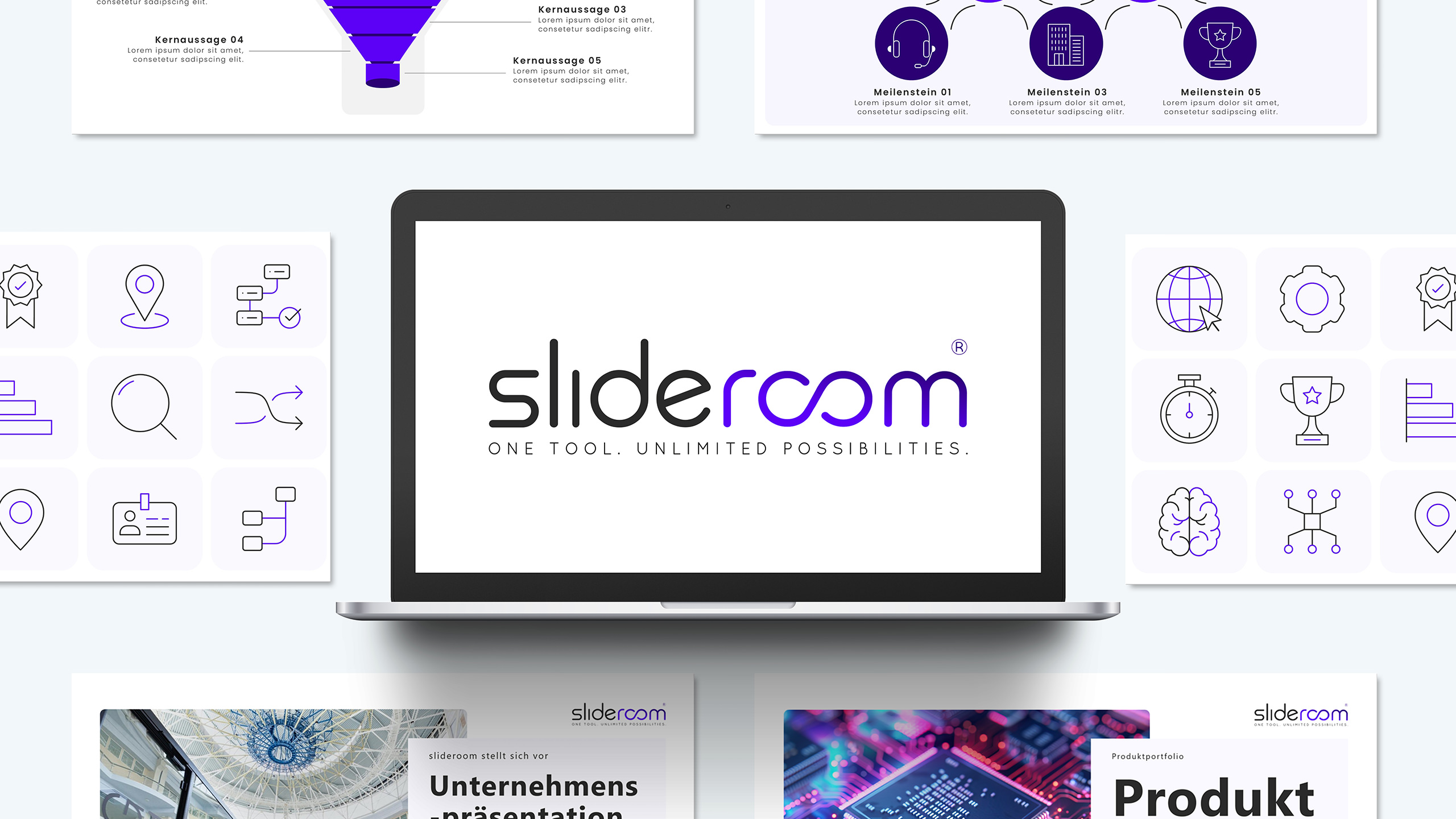 slideroom PowerPoint Add-In für Unternehmen mit künstlicher Intelligenz, CD-Check und Medienpool