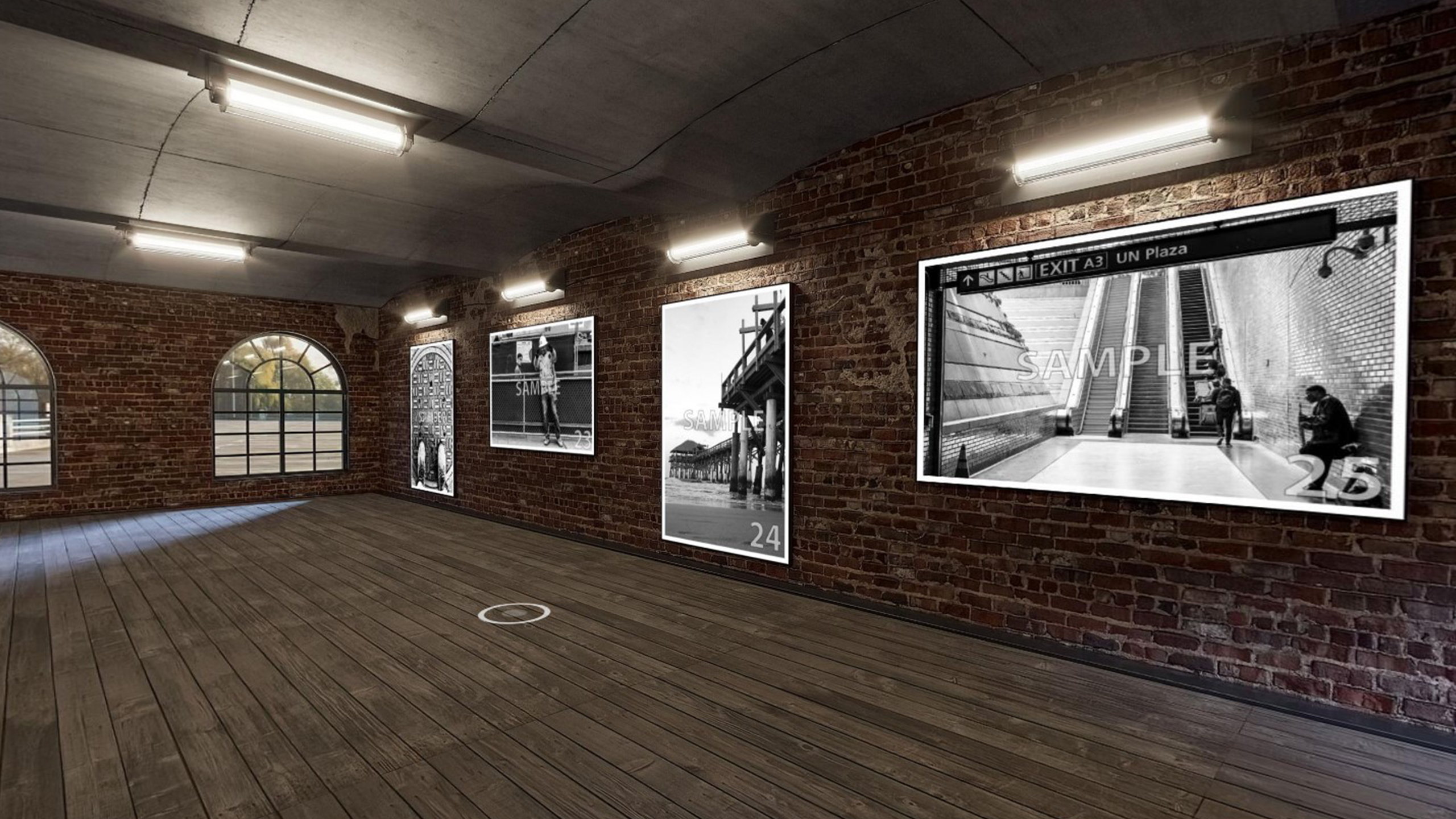 Digitaler Showroom für die Präsentation von Unternehmensinhalten Industrielle Loft-Galerie