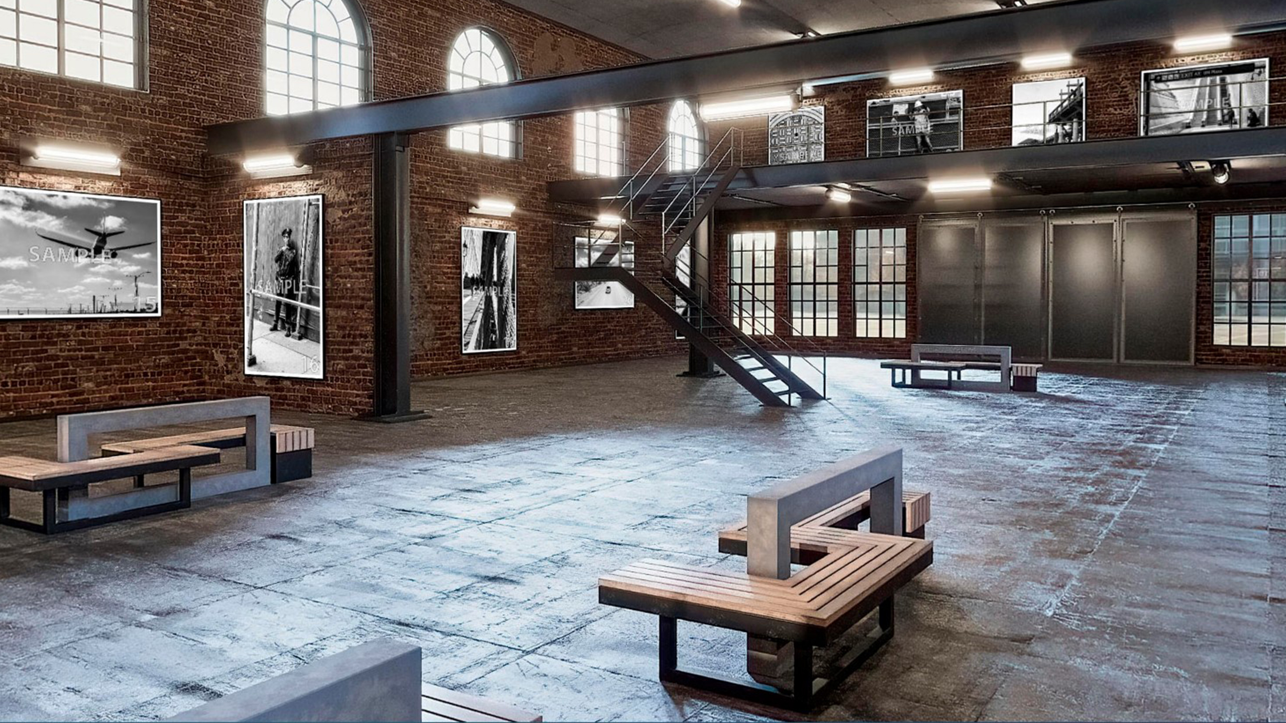 Digitaler Showroom für die Präsentation von Unternehmensinhalten Industrielle Loft-Galerie